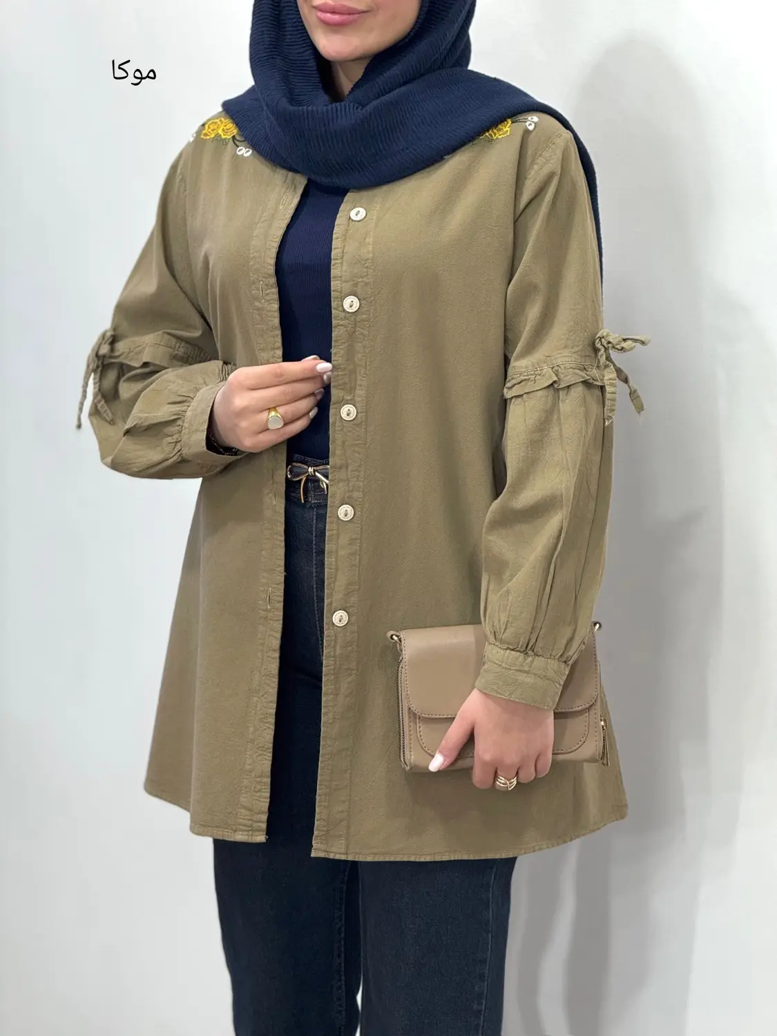 مانتو لینن گلدوزی لاله